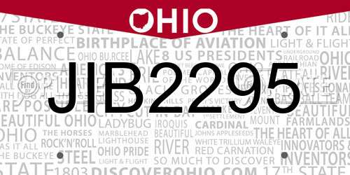 JIB2295 Ohio License Plate