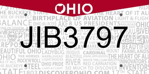 JIB3797 Ohio License Plate