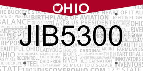 JIB5300 Ohio License Plate