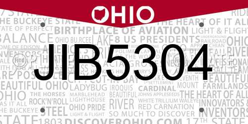 JIB5304 Ohio License Plate