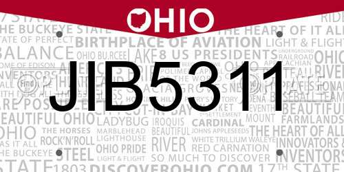 JIB5311 Ohio License Plate
