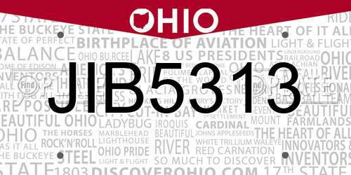 JIB5313 Ohio License Plate