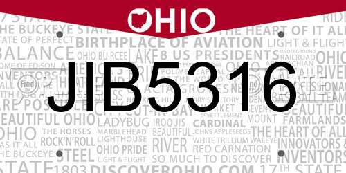 JIB5316 Ohio License Plate