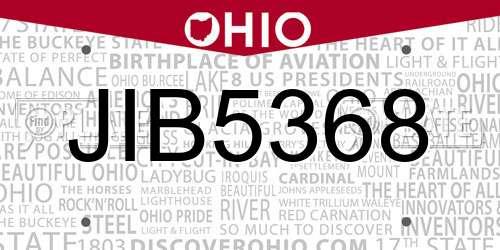 JIB5368 Ohio License Plate
