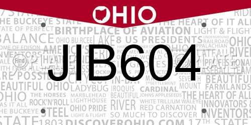 JIB604 Ohio License Plate