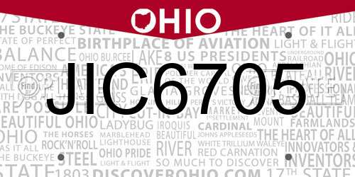 JIC6705 Ohio License Plate