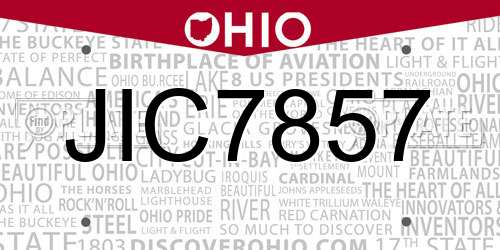 JIC7857 Ohio License Plate