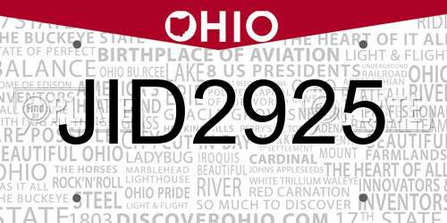 JID2925 Ohio License Plate