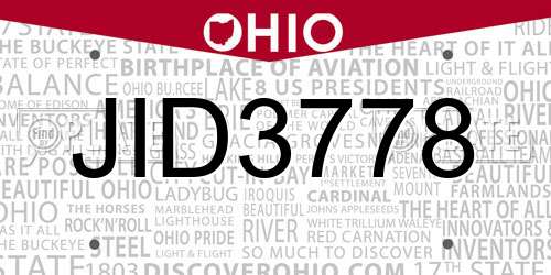 JID3778 Ohio License Plate