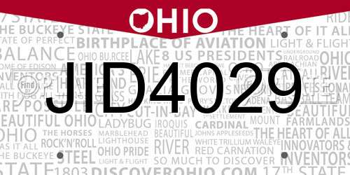 JID4029 Ohio License Plate