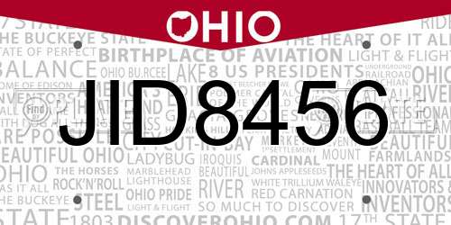 JID8456 Ohio License Plate