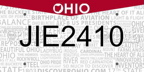 JIE2410 Ohio License Plate