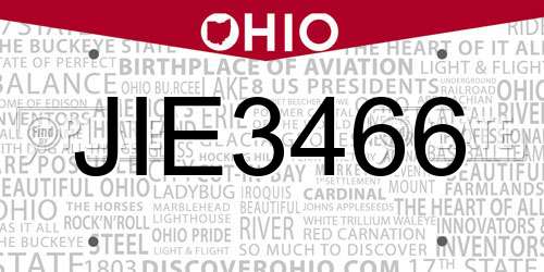 JIE3466 Ohio License Plate