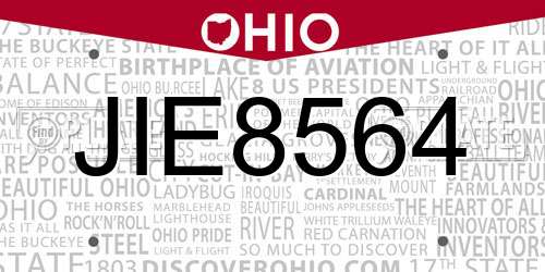 JIE8564 Ohio License Plate