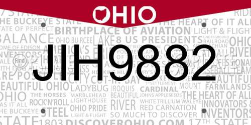JIH9882 Ohio License Plate