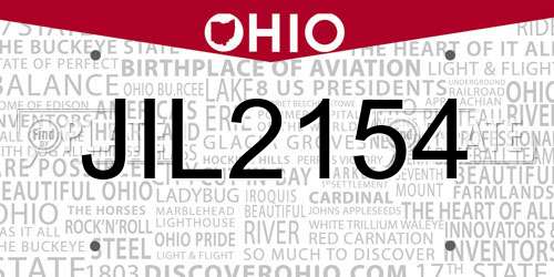 JIL2154 Ohio License Plate