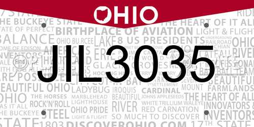 JIL3035 Ohio License Plate