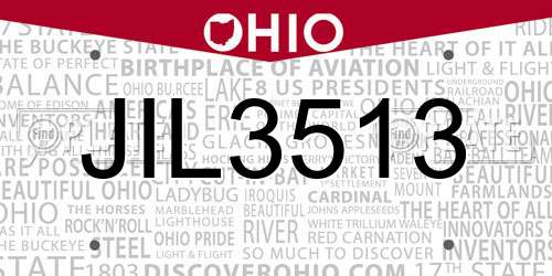 JIL3513 Ohio License Plate