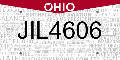 JIL4606 Ohio License Plate