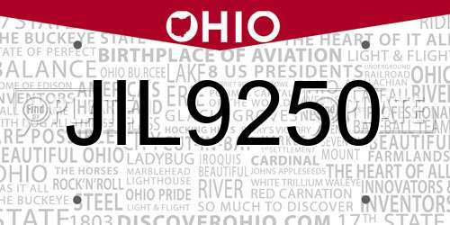 JIL9250 Ohio License Plate