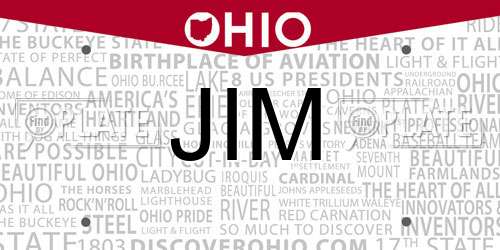 JIM Ohio License Plate