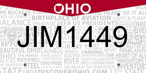 JIM1449 Ohio License Plate