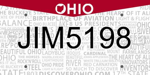 JIM5198 Ohio License Plate