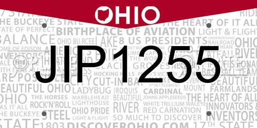 JIP1255 Ohio License Plate