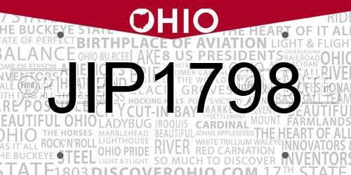 JIP1798 Ohio License Plate