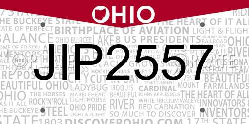 JIP2557 Ohio License Plate