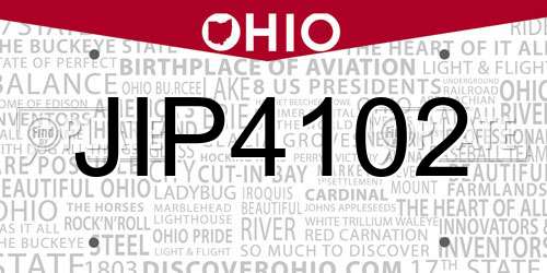 JIP4102 Ohio License Plate