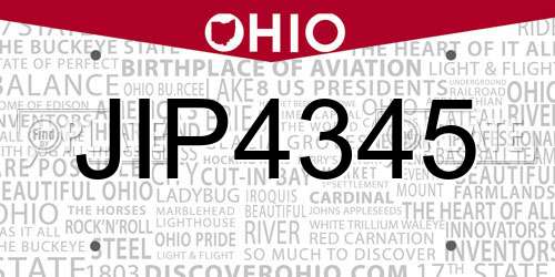 JIP4345 Ohio License Plate