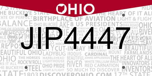 JIP4447 Ohio License Plate