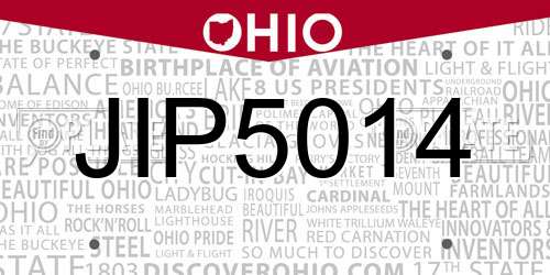 JIP5014 Ohio License Plate