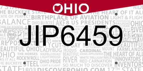 JIP6459 Ohio License Plate