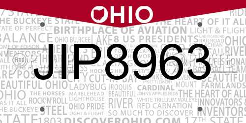JIP8963 Ohio License Plate