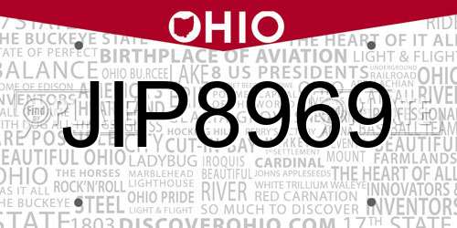 JIP8969 Ohio License Plate