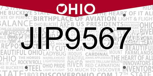 JIP9567 Ohio License Plate