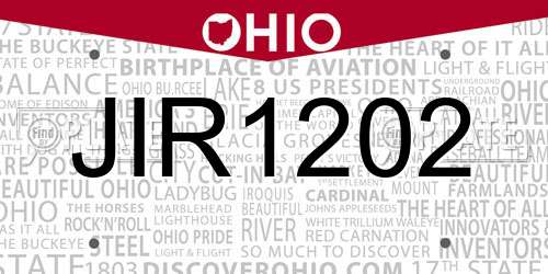 JIR1202 Ohio License Plate