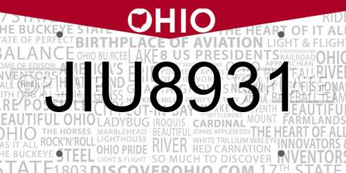 JIU8931 Ohio License Plate