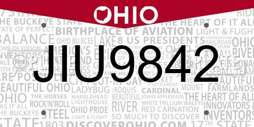 JIU9842 Ohio License Plate