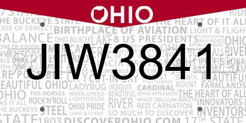 JIW3841 Ohio License Plate