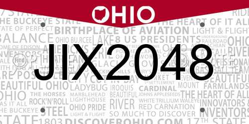 JIX2048 Ohio License Plate
