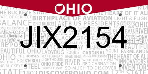 JIX2154 Ohio License Plate