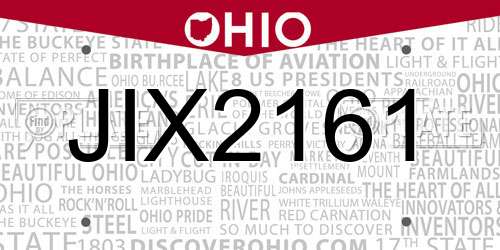 JIX2161 Ohio License Plate