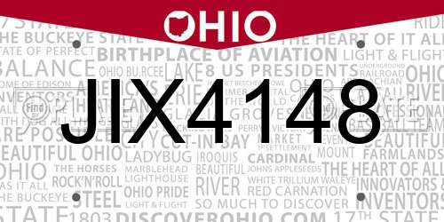 JIX4148 Ohio License Plate