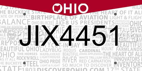 JIX4451 Ohio License Plate