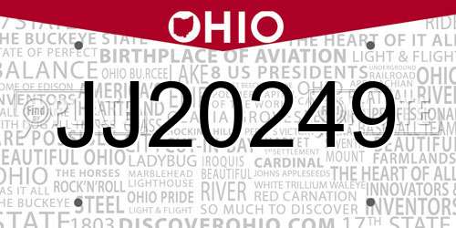 JJ20249 Ohio License Plate