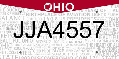 JJA4557 Ohio License Plate