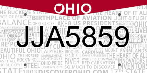 JJA5859 Ohio License Plate